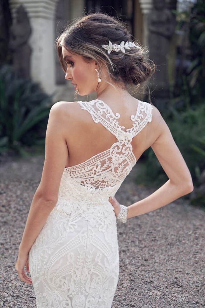 Wedding dress with lace bodice and illusion back | Winter Dress by Anna Campbell