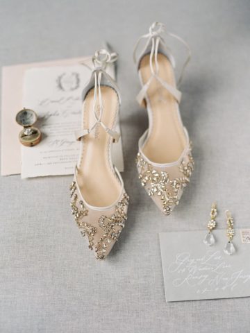 gold beaded wedding shoes