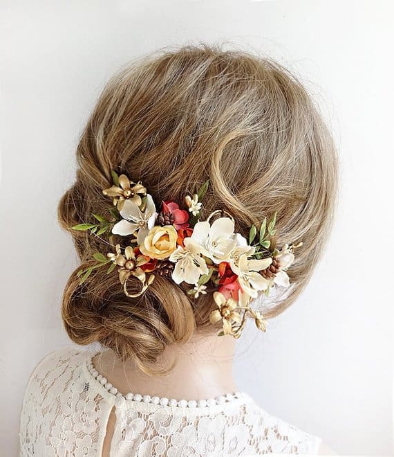 hair accessory for fall wedding bride