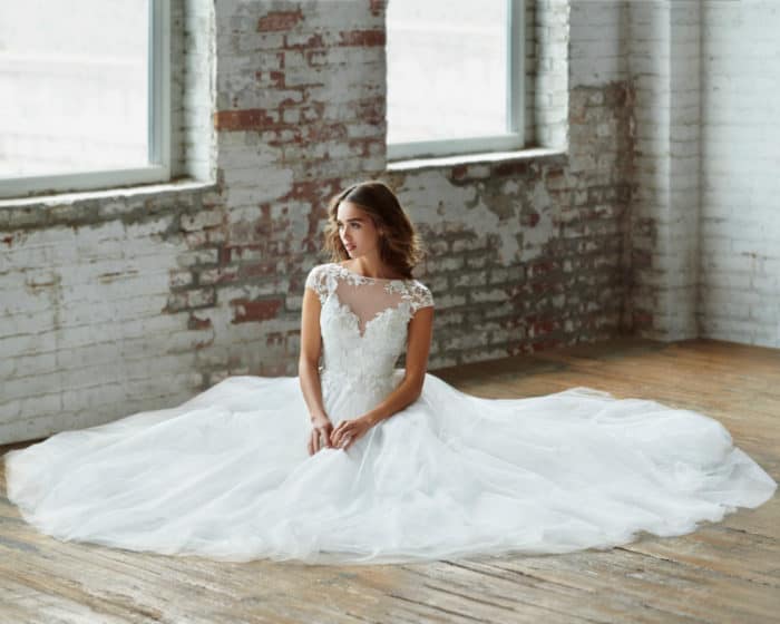 Jolie by Ti Adora | Ball gown wedding dress with short sleeves