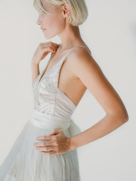 Modern Art deco wedding gown | Kyra by Truvelle