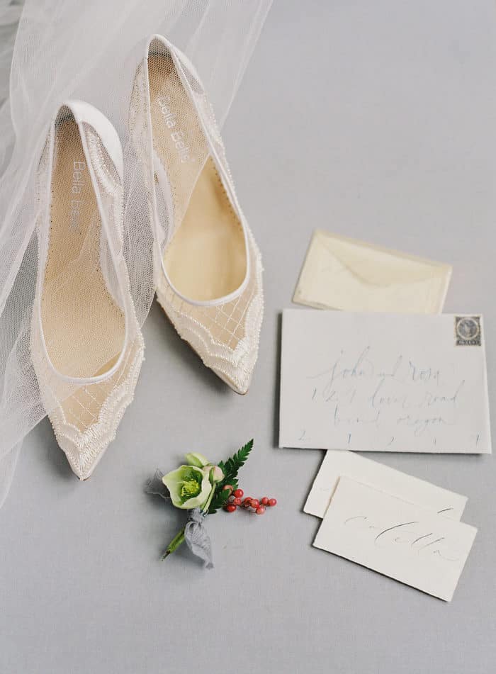 Sheer ivory mesh handmade wedding shoes