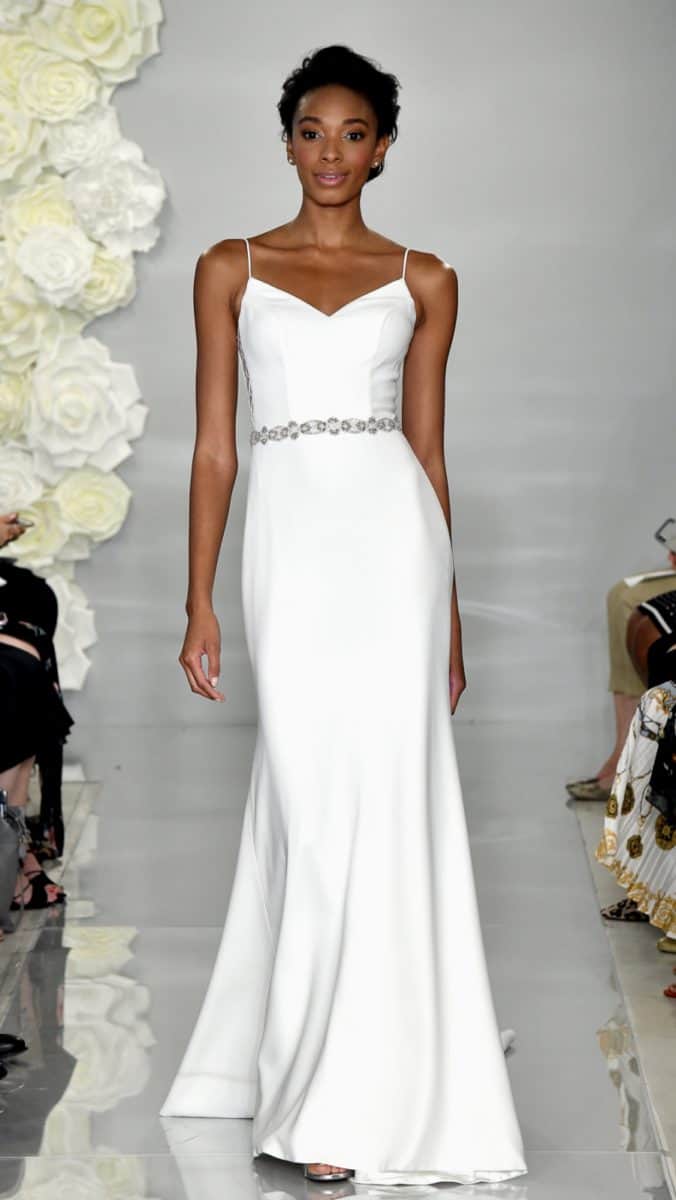 Silk spaghetti strap simple wedding dress