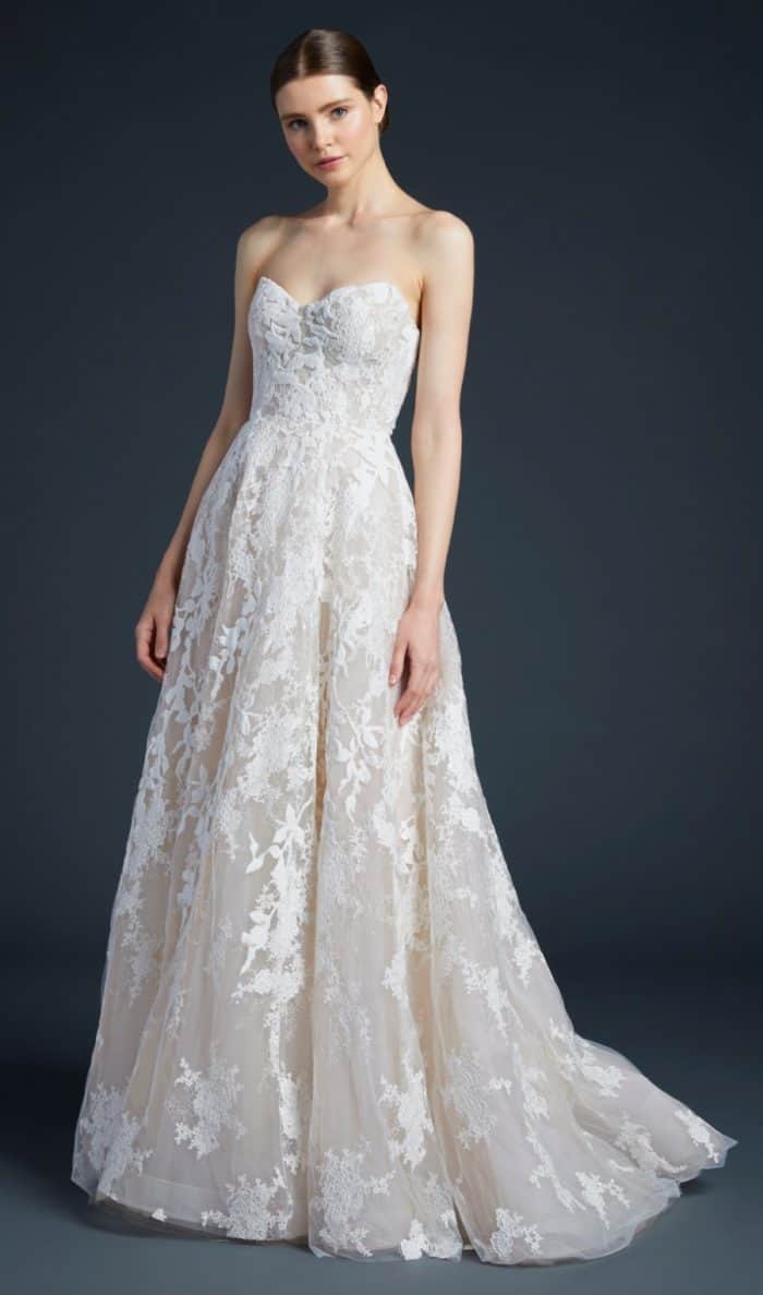 Anne Barge lace strapless wedding dress | Luca