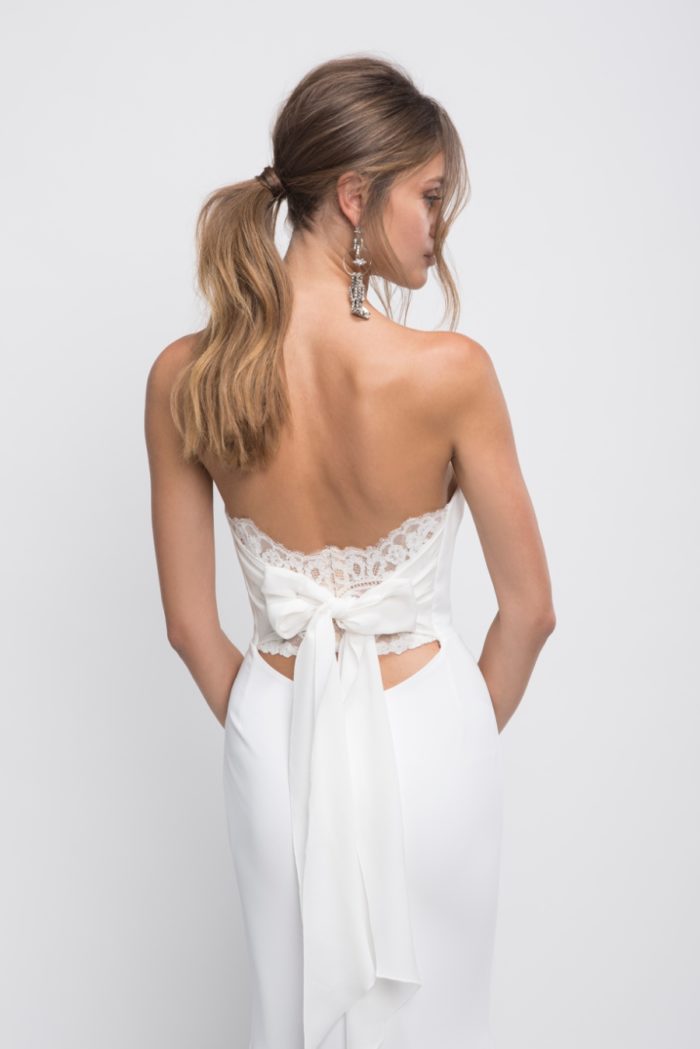 Bow back strapless wedding dress Brooklyn