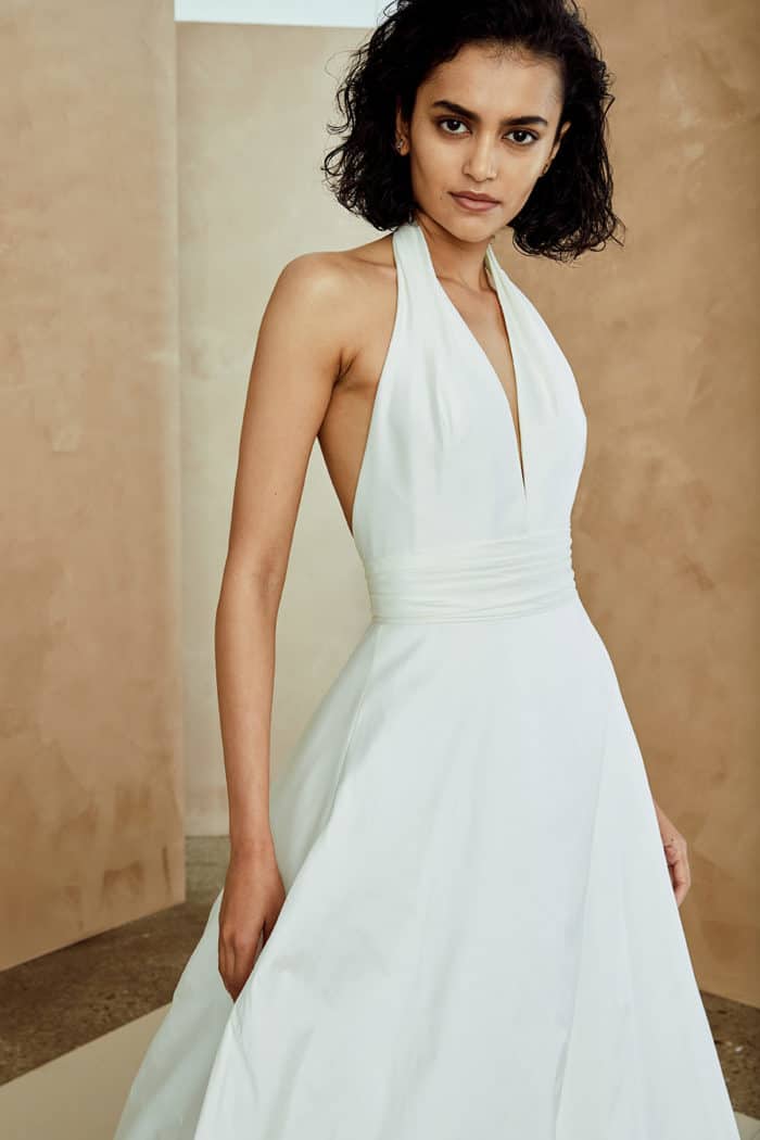 Modern v neck wedding gown by Nouvelle Amsale