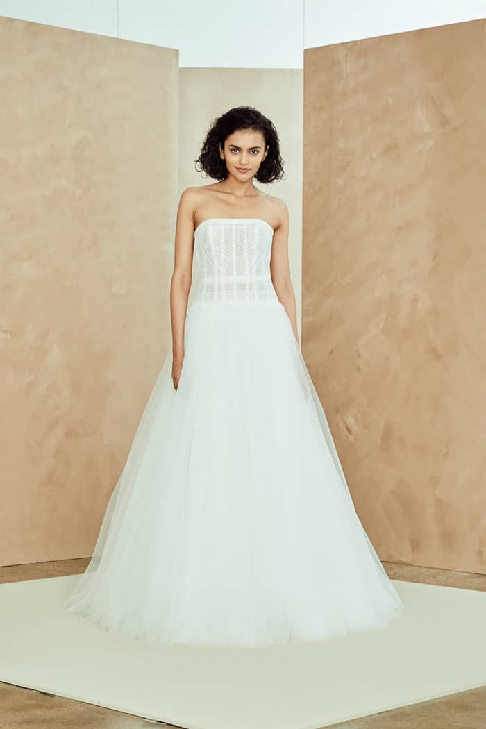 Tulle and lace strapless wedding dress | Felicity Nouvelle Amsale