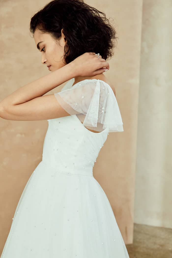 Pearl tulle ball gown by Nouvelle Amsale