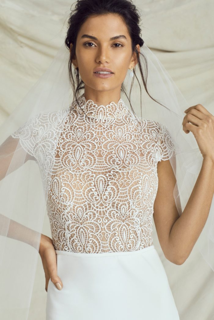 Sheer bodice high neck wedding gown | Adair by Kelly Faetanini Fall 2019 Bridal Collection