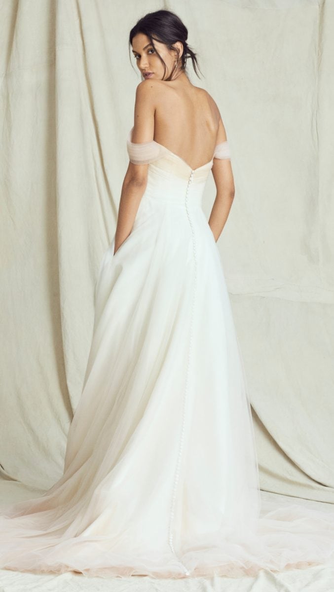 Blush ombre wedding dress Ferrah back detail Kelly Faetanini Fall 2019 Bridal Collection