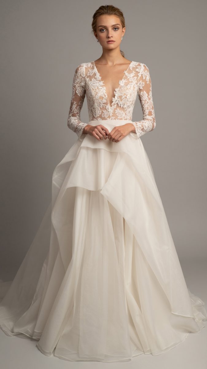 Long sleeve lace bridal gown | Jenny Yoo wedding dresses 2019