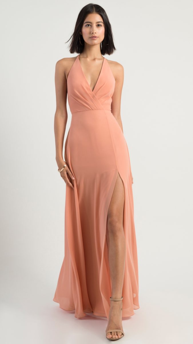 Wrap style bridesmaid dress