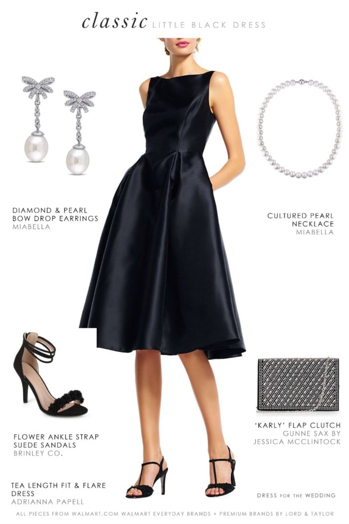 Classic black dress for a winter wedding guest 2018-2019