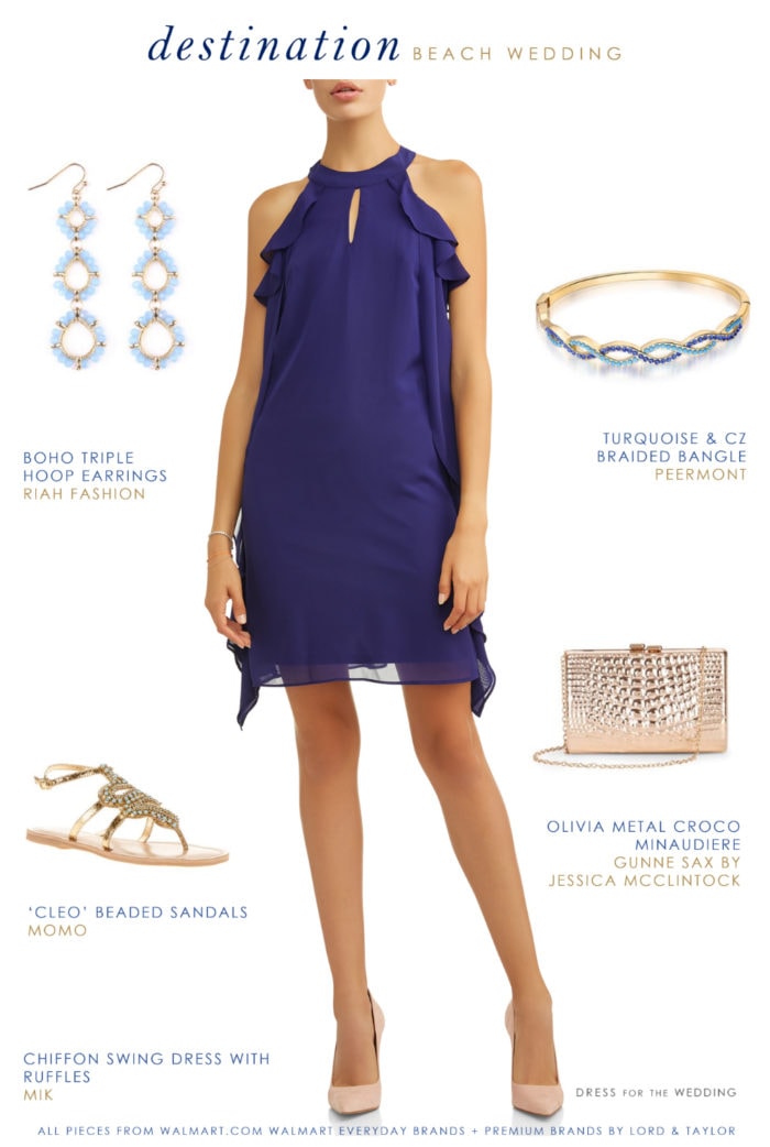 Cobalt blue dress and accessories for a casual destination beach wedding 2018 2019