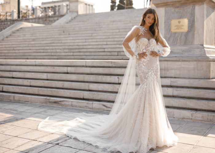 BERTA wedding gown with cape