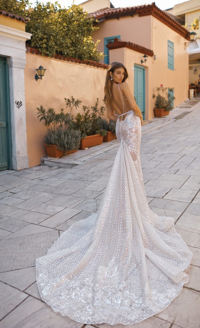 Couture wedding dress with an amazing train