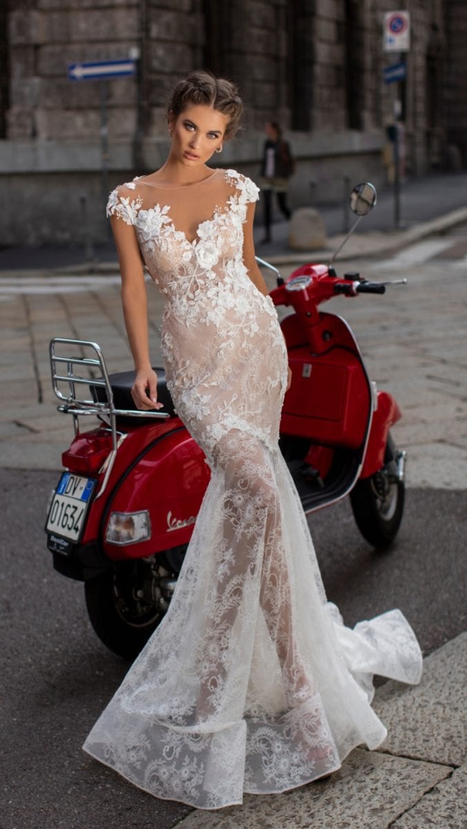 Lace illusion designer bridal gown