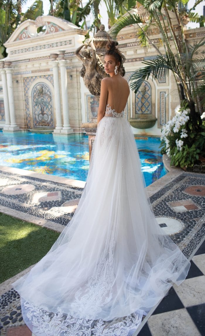 Berta Designer Wedding Dresses sheer cathedral train