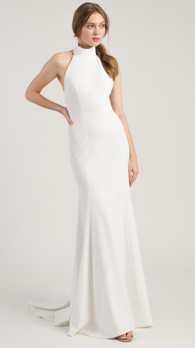 High neck sleeveless modern wedding dress | Dawson Jenny by Jenny Yoo