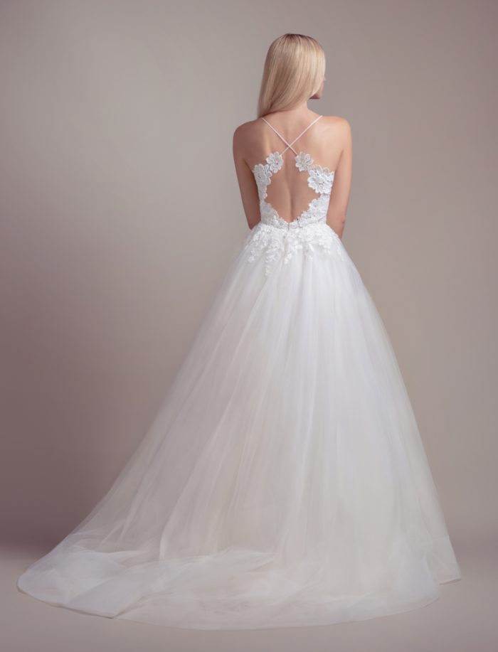 Wedding dress with lace keyhole back ballgown