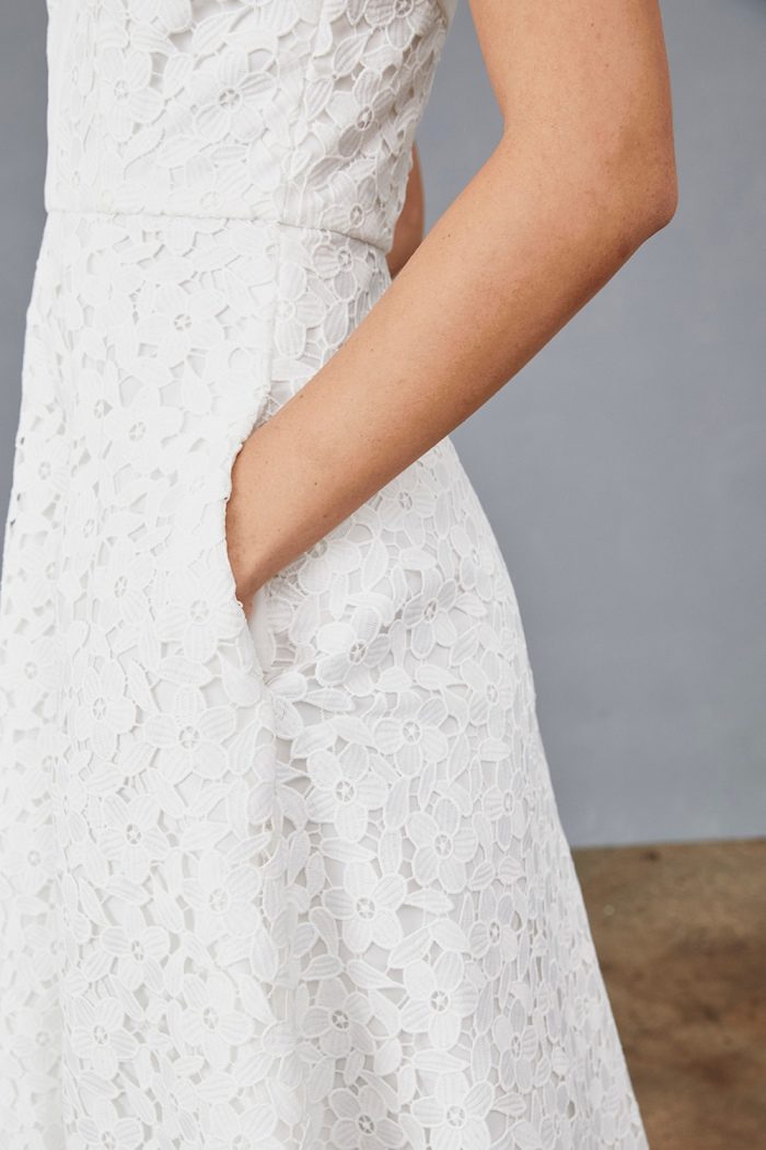 Little white lace eyelet dress with pockets