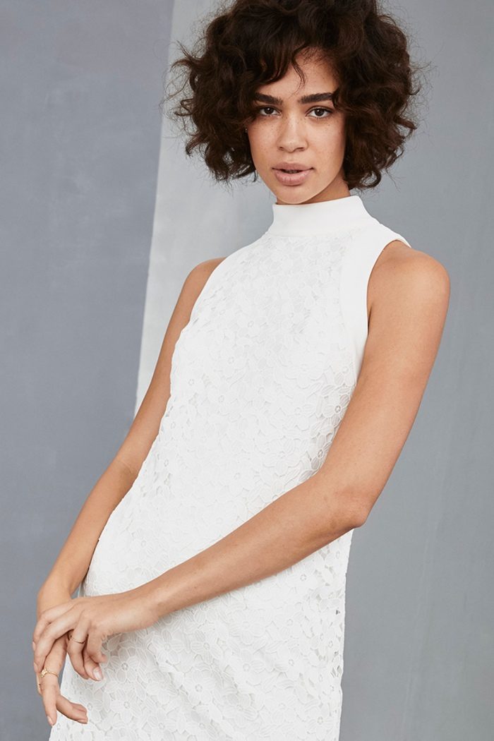 High neck mini dress | Amsale Little White Dresses