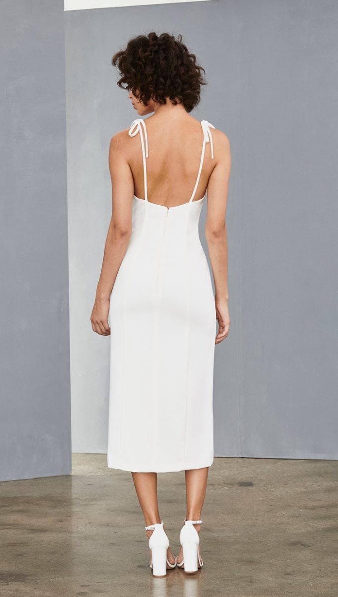 Slim white midi dress for bride