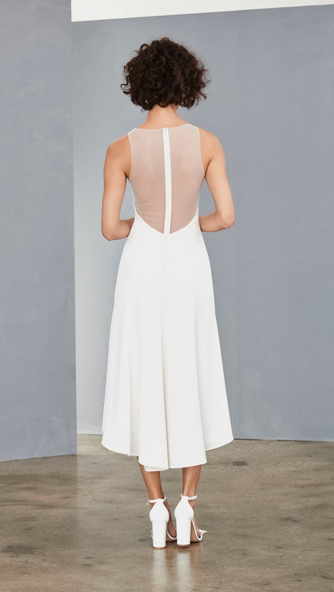 Illusion back white midi dress