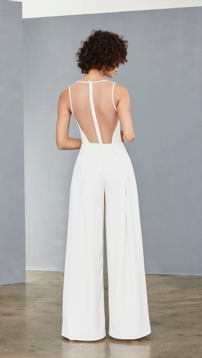 Sheer illusion back bridal jumpsuit by Amsale