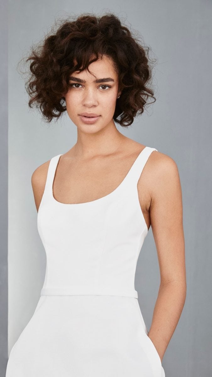 Scoop tank neck short white dress by Amsale