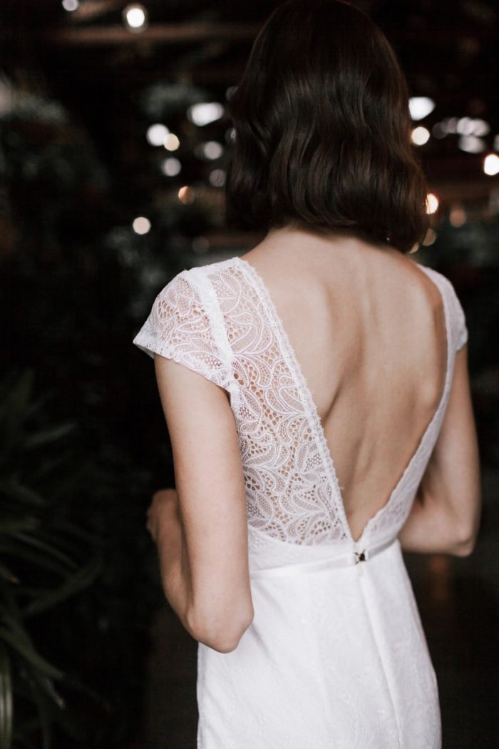 Cap sleeve lace wedding dress