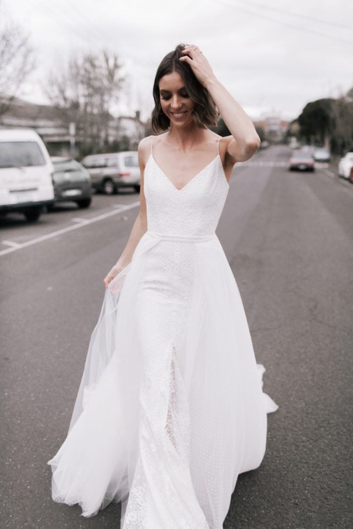 Justine gown with overskirt