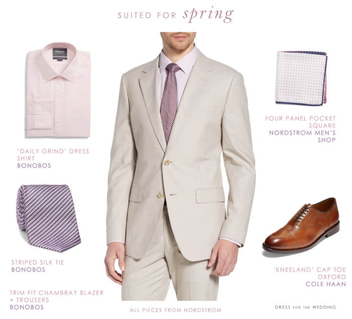 Men's tan suit for spring events and weddings