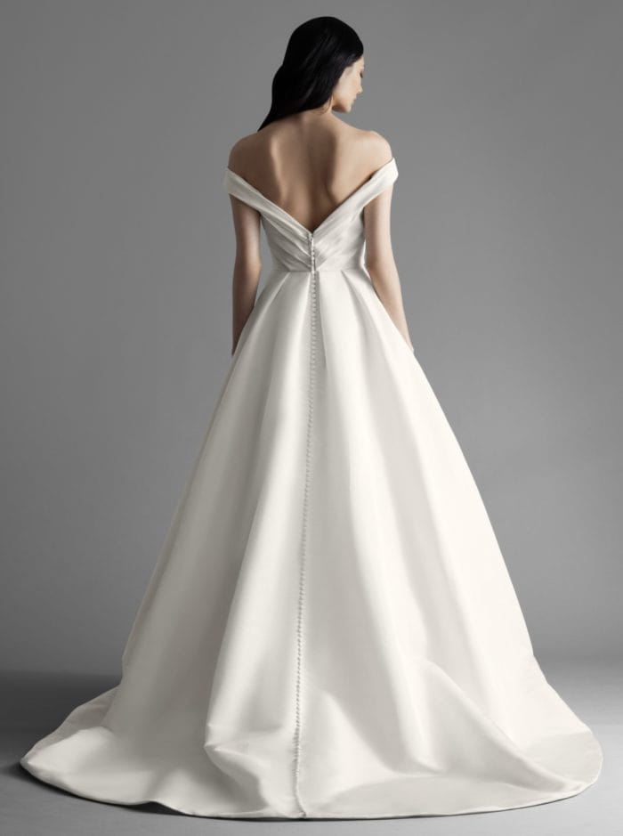 Ava wedding dress. Back detail off the shoulder wedding dress by Allison Webb