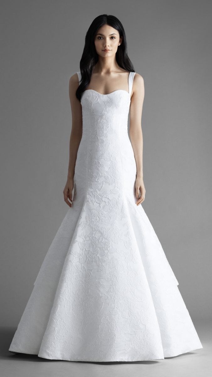 Ellis is Fit to flare wedding dress with straps