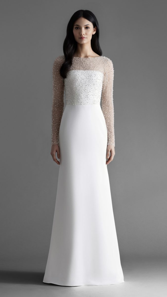 Alexa long sleeve embellished wedding dress by Allison Webb