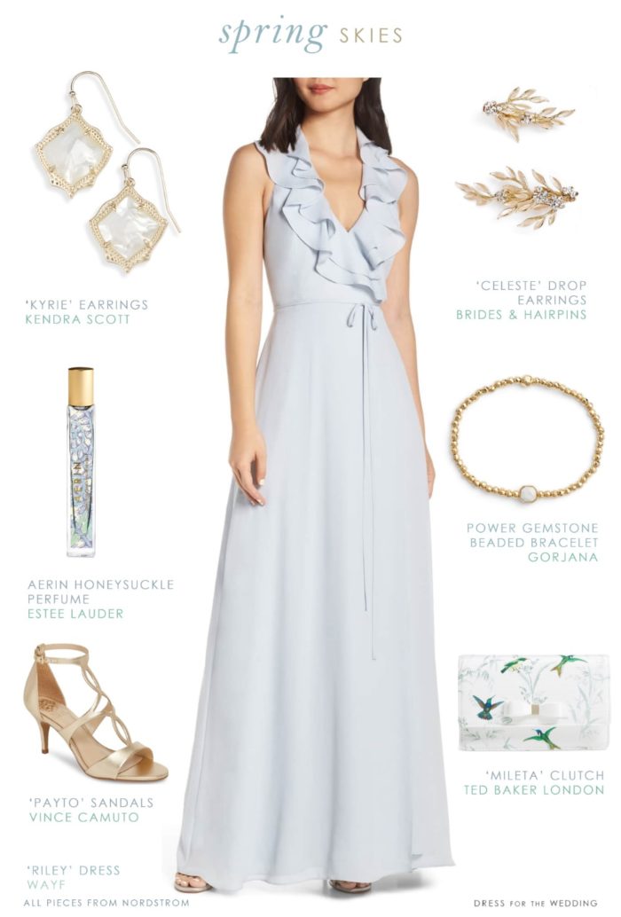 Light blue maxi dress for bridesmaids or wedding guests