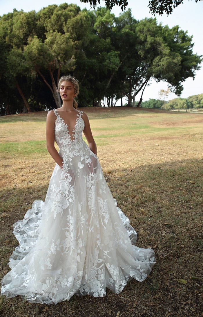 Lace wedding dress with hidden pockets