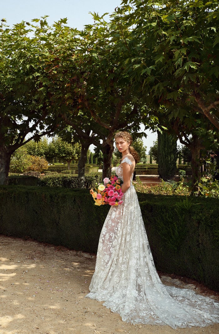 Off the shoulder hand beaded Gala by Galia Lahav bridal gown