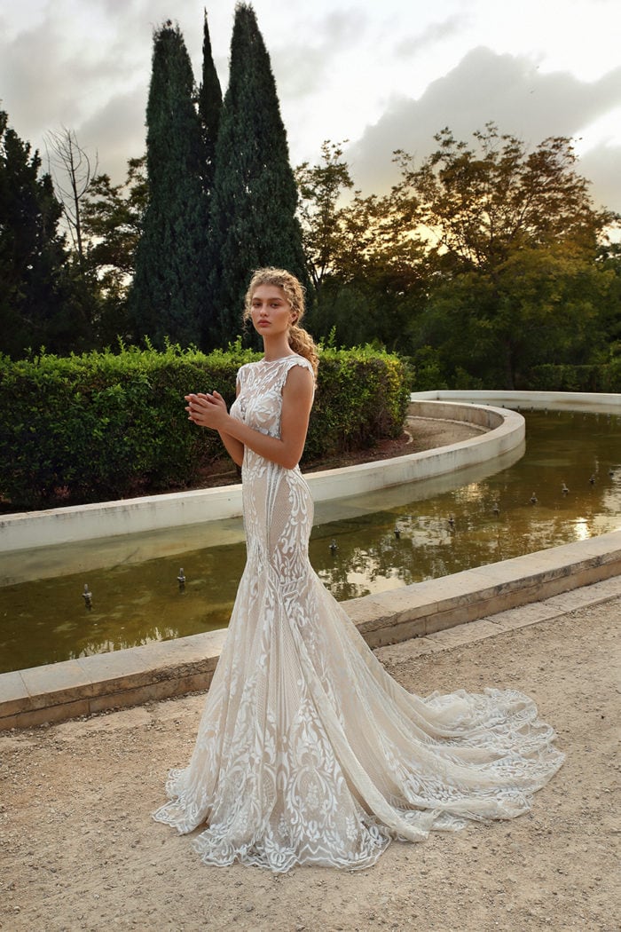 Tulle mermaid wedding dress with cut outs and geometric patterns | Galia Lahav Gala Bridal