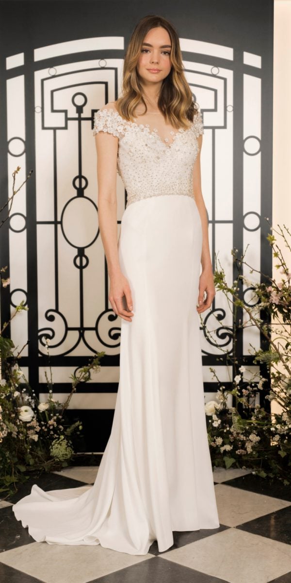 Simone gown by Jenny Packham Cap sleeve beaded bodice sweetheart neckline wedding dress