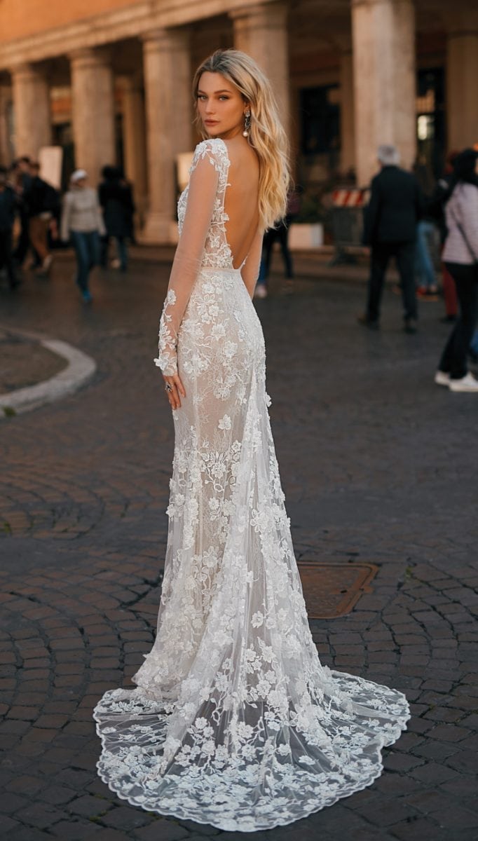 Lace sheer long sleeve bridal gown | 2020 Berta Privee Wedding Dresses