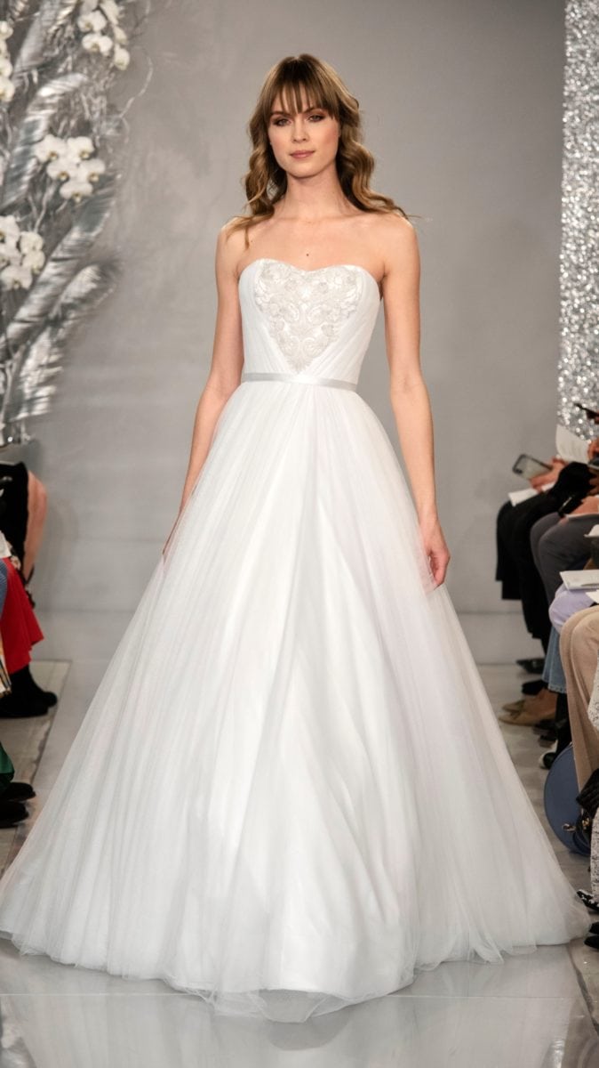 Strapless ball gown wedding dress with bodice detail