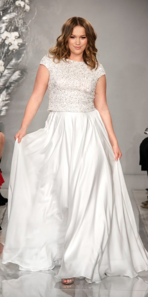 Vanessa bridal separates | Sequin top and ball gown silk skirt wedding dress by Theia