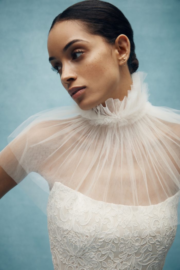 Sheer tulle wedding collar and capelet from Anne Barge