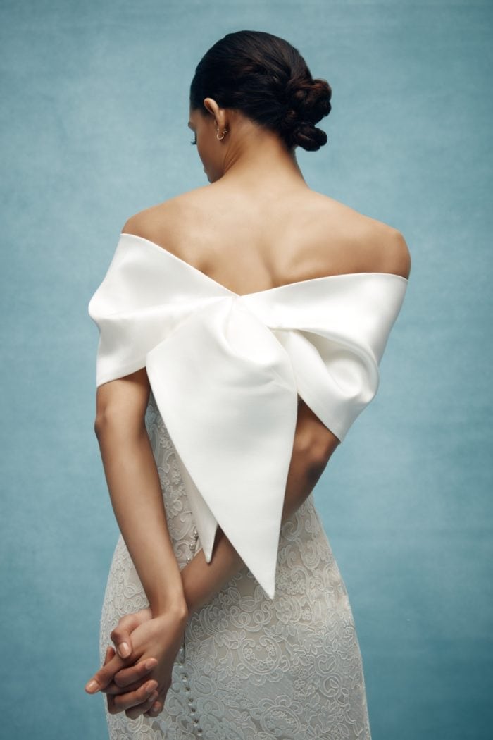 Chic bow back wedding wrap from Anne Barge