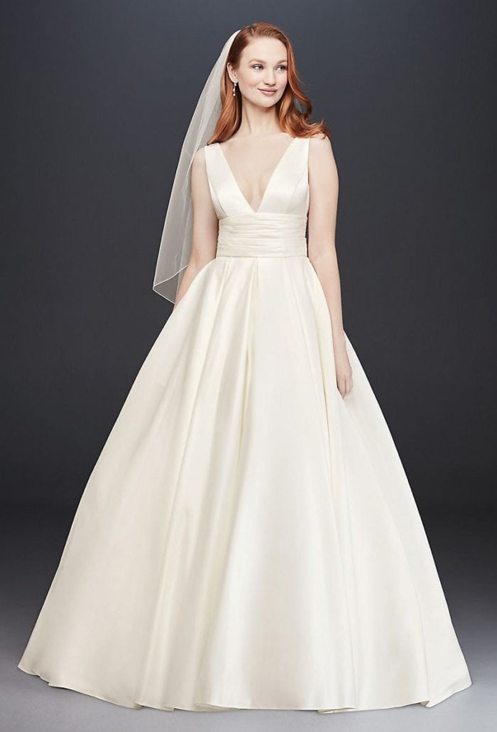 Deep v neck ball gown wedding dress