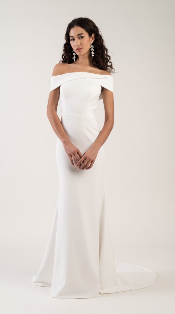 Beautiful ivory off the shoulder wedding dress