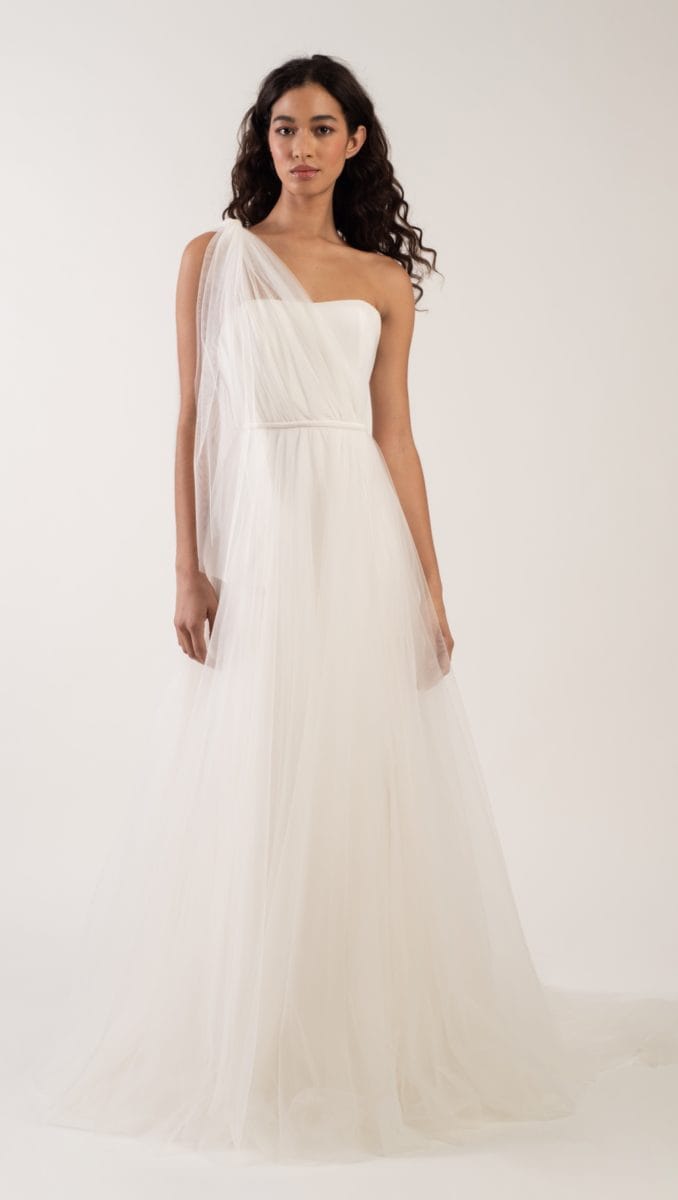 Evie Convertible tulle wedding dress with different necklines