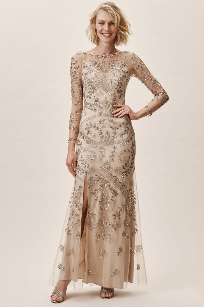 silver and gold mother of the bride dresses